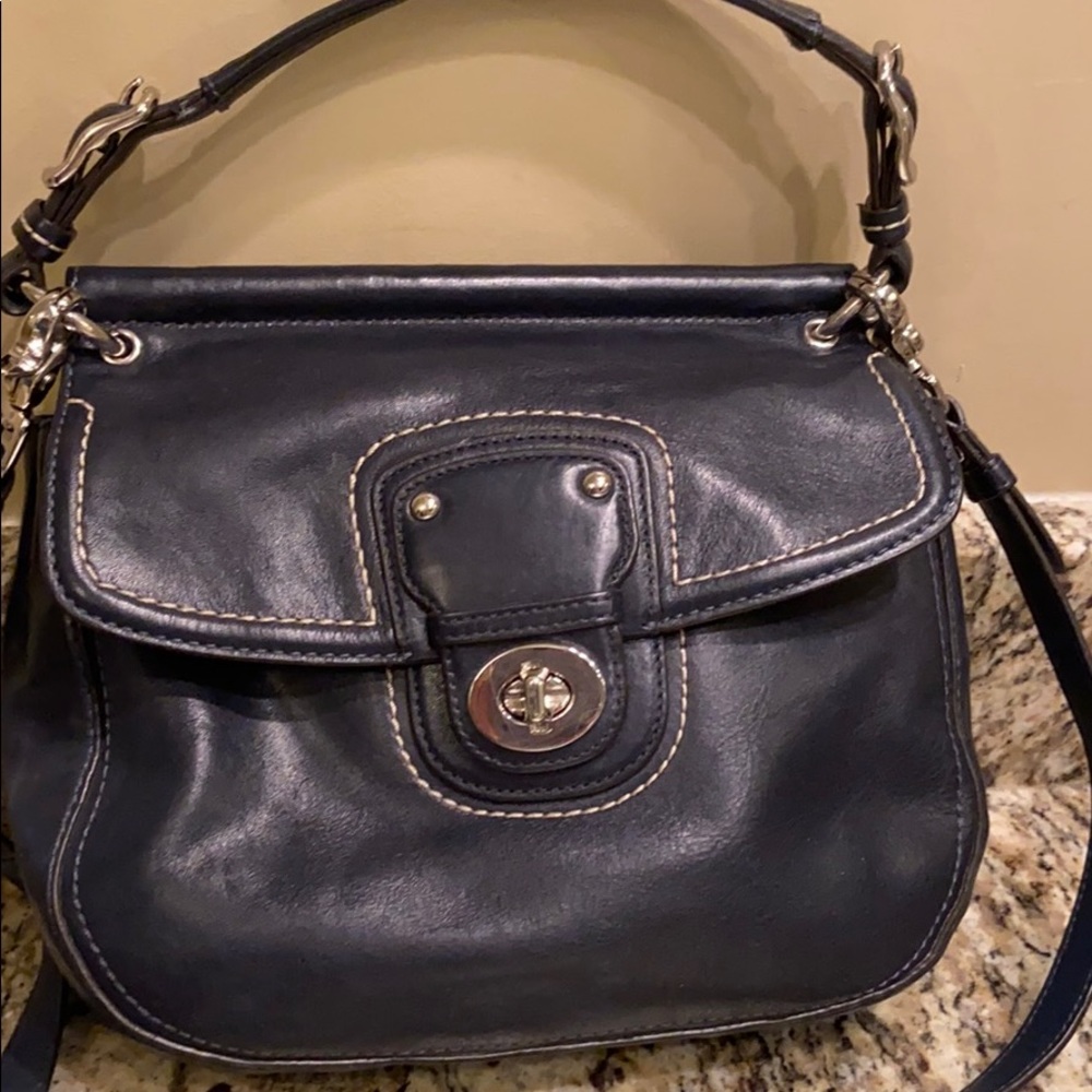 Coach Vintage Navy Blue Saddle Bag - Picture 2 of 4